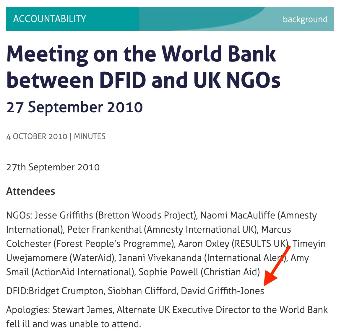 David Griffith-Jones worked for DFID