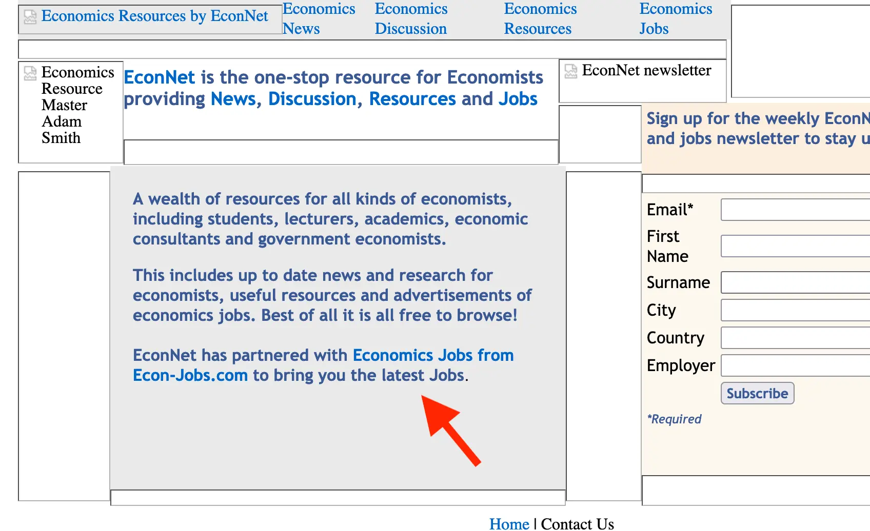 EconNet advertised its link with Econ-jobs.com